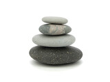 Fototapeta Desenie - Pyramid stones balance on white background. Stack of gray stones, isolated