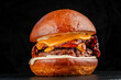 tasty burger on the dark background