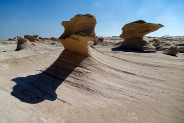 Wall Mural - Fossil dunes in Abu Dhabi, unique natural environmental area. Harsh shadows under midday sun. 