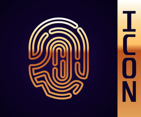 Aufkleber - Gold line Fingerprint icon isolated on black background. ID app icon. Identification sign. Touch id. Vector