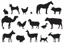 Farm Animals Silhouettes Set