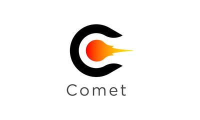 Fototapete - C logo. Letter C is perfect for your brand. C comet logo can be used for any purpose such as business cards, website, blog, etc.
