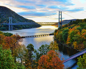 bear mountain bridge at sunrise