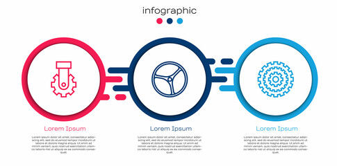 Wall Mural - Set line Derailleur bicycle rear, Bicycle wheel and cassette. Business infographic template. Vector