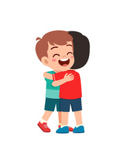 Wall Mural - little kid hug best friend and feel happy