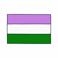 Wall Mural - genderqueer pride flag doodle icon, vector color line illustration