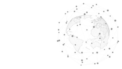 Tech earth globalization in 3d animation. Global Business dots on rotating planet.