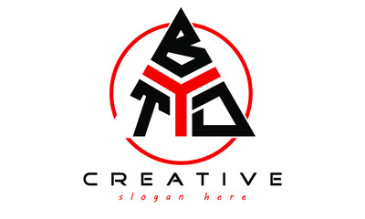 TBD three letter creative triangle shape in circle logo design vector template. typography logo | Letter mark logo | initial logo | wordmark logo | minimalist logo | gaming logo | emblem logo