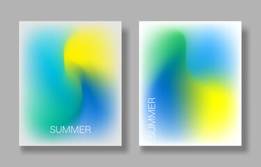 Wall Mural - Set of Summer Blurred Gradient Card, Flyer Smooth Design Vector for Event, Banner, and Poster Background