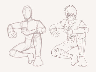 Poster - Warrior relax pose sketch