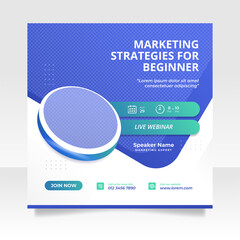 Digital marketing live webinar and business social media post template