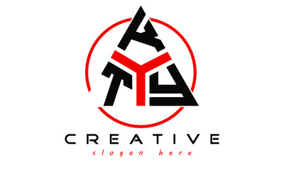 TKY three letter creative triangle shape in circle logo design vector template. typography logo | Letter mark logo | initial logo | wordmark logo | minimalist logo | gaming logo | emblem logo