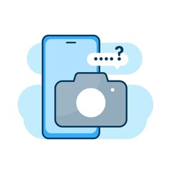 Poster - Camera Access permission on smartphone concept illustration flat design vector eps10. modern graphic element for landing page, empty state ui, infographic, icon