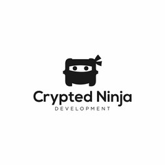 Cute Vector Illustration Ninja, Playful Mascot Warrior Logo Design Template, Encrypted Ninja Code Logo for Digital Cyber Data Technology Development Business Company 