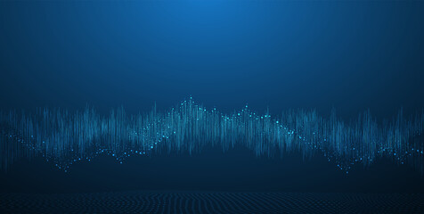 Aufkleber - Big data network concept, internet connection, sound wave and wireless signal use business finance as abstract background image.