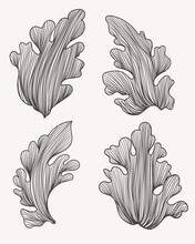 Abstract Line Leaves Doodle Set
