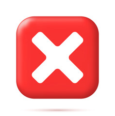 Poster - 3D Wrong Button in Square Shape.