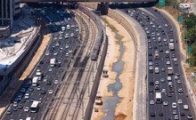Cars In Ayalon Highway In Traffic Jam At Rush Hour, Tel Aviv, Israel