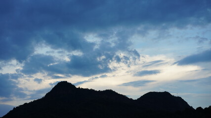 Wall Mural - the sunset sky panoramic view with the colorful clouds in the sky