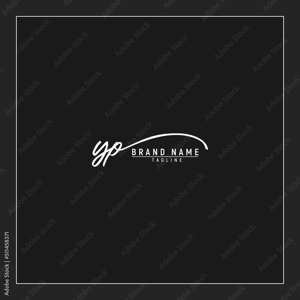 initials YP logo design signature monogram handwriting vector graphic ...