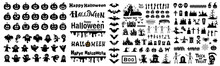 Big Set Of Silhouettes Of Halloween On A White Background. Vector Illustration