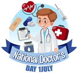 Canvas Print - Male doctor on doctor day in July logo