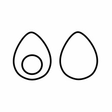 Single Boiled Eggs Line Icon In Linear Style Isolated On White Background. Pictogram Symbol And Illustration For Logo. Thin Black Line Vector.