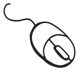 Poster - Computer mouse icon. Control device black doodle