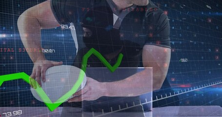 Poster - Animation of financial data processing over rugby player