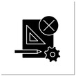 Rejected project glyph icon. Preparation submittal, and cancellation of plans and specifications. Deny documentation. Reject concept.Filled flat sign. Isolated silhouette vector illustration