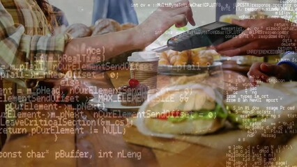 Poster - Data processing against mid section of a person making a payment using a credit card