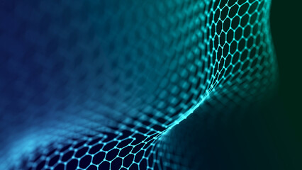 Fototapete - Abstract wave of musical sounds. Smooth information transfer. 3D rendering.