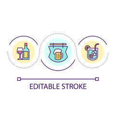 Sticker - Drinking establishment loop concept icon. Bar and pub abstract idea thin line illustration. Serving alcoholic beverages. Tasting wine. Isolated outline drawing. Editable stroke. Arial font used