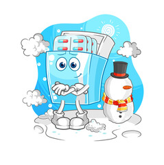 Poster - medicine package in cold winter character. cartoon mascot vector