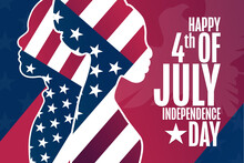 Happy Independence Day. 4th Of July. USA. Holiday Concept. Template For Background, Banner, Card, Poster With Text Inscription. Vector EPS10 Illustration.
