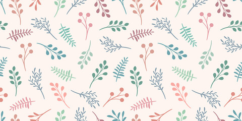 Poster - Cute leaf pattern border, seamless repeating background with colorful leaves