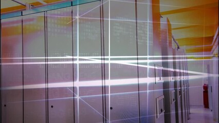 Poster - Animation of lines and lights moving over servers