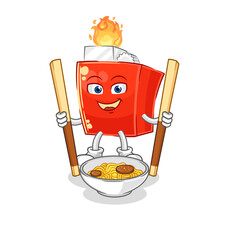 Poster - lighter eat noodle cartoon. character mascot vector