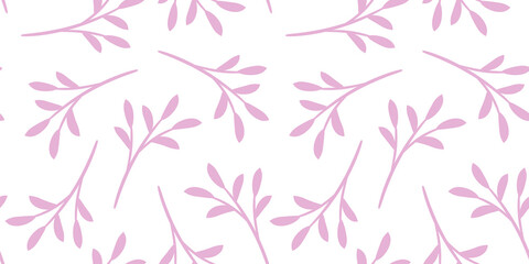 Poster - Pastel pink leaf background, vector pattern