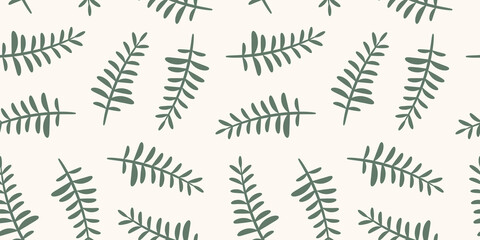 Poster - Vector background with fern leaves, seamless pattern