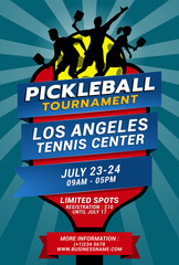 Wall Mural - pickleball tournament flyer template for competition events, training, matches, etc.