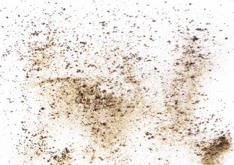 Wall Mural - Mix sand and soil isolated on white, top view