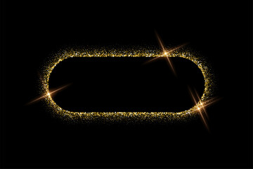 Wall Mural - oval gold frame from glitters with glow light effect, golden ellipse from luxury dust