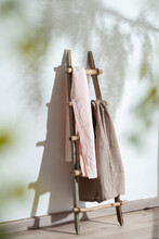 Linen Soft Fabric In Pink And Beige Color