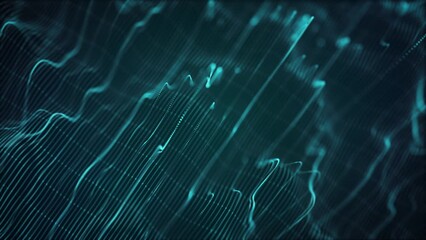 Poster - Abstract Digital Flowing Lines Technology Background Loop/ 4k animation of an abstract wallpaper background of digital fractal particle lines with depth of field and ambient occlusion flowing and wavi