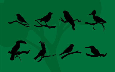 Wall Mural - birds silhouettes icon set