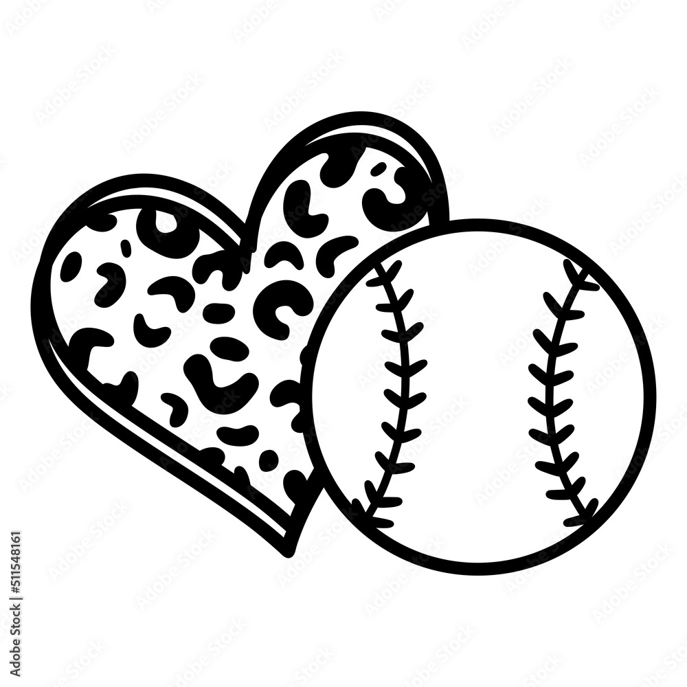 Leopard Softball Heart Leopard Softball Heart