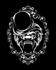 magician kong artwork illustration and t shirt design Premium Vector