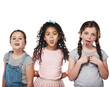© K Seisa/peopleimages.com - The best part of friendship is having lots of fun. Studio portrait of a group of three girls sticking out their tongues against a white background.