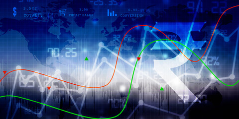 2D rendering illustration Rupee currency